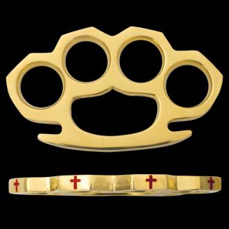 Real Brass Knuckle Paper Weights with Cross Design Red