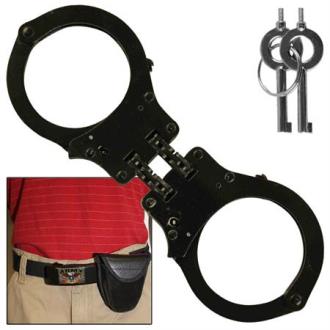 Busted High Security Authentic Double Hinged Handcuff Black AZ115BK - Swords Knives and Daggers Miscellaneous