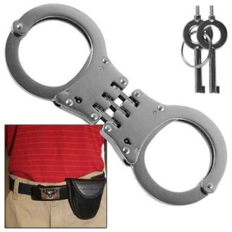 Busted High Security Authentic Triple Hinged Nickel Handcuff AZ115SL - Swords Knives and Daggers Miscellaneous