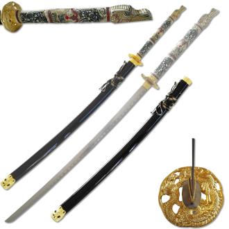 Highlander Black Close Mouth Dragon Katana Sword