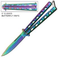 CH-142-RB - Monarch Rainbow Butterfly Knife Balisong