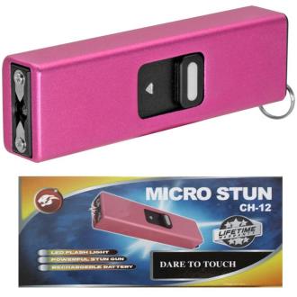Micro USB Self Defense Pink Stun Gun Rechargeable LED Light Keychain