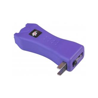 Slim Max Power Purple Stun Gun Mini Rechargeable LED Light Case