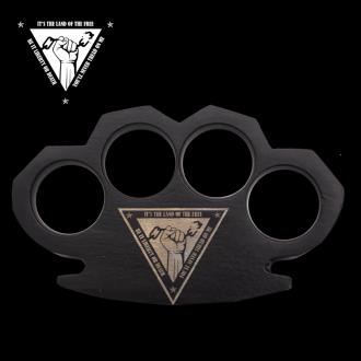 Land of the Free Steam Punk Black Solid Metal Knuckle Paper Weight