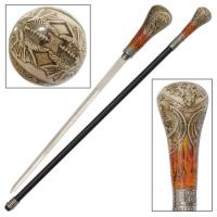 C1196C - Medieval Flame Protector Dragon Acrylic Sword Cane 2