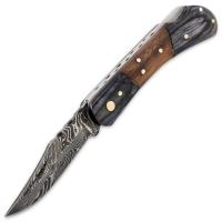 19-TW448 - Timber Wolf File Worked Damascus Pocket Knife