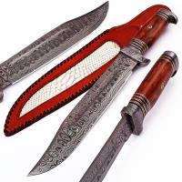 DHK2226 - Hunt for Life Bayou Dweller Damascus Steel Bowie Hunting Knife