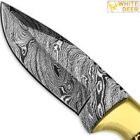 DM-027 - White Deer Handmade Loneman Damascus Steel Hunting Knife Limited Edition