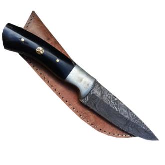 Damascus Steel Hunting Knife Buffalo Horn Handle 1