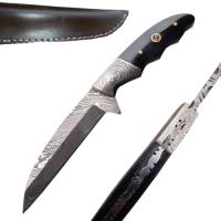 DM-096 - Damascus Steel Hunting Knife with Buffalo Horn Handle