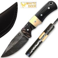 DM-098 - White Deer Handmade Damascus Steel Hunting Knife