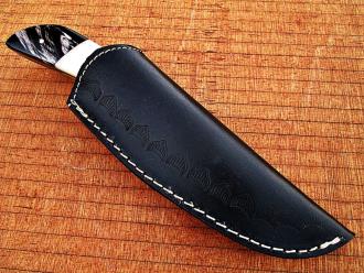 White Deer Custom Damascus Steel Skinner Knife with Gut Hook Limited Edition
