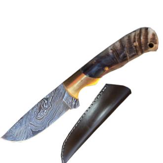 Custom Handmade Damascus Steel Knife Ram Horn Handle