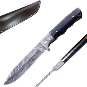 Handmade Damascus Steel Hunting Knife Buffalo Horn Handle