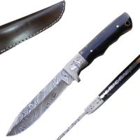 DM-1022 - Handmade Damascus Steel Hunting Knife (Buffalo Horn Handle)