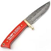 DM-13 - Keep America Great Trump 2020 Damascus Knife Brass Bolster