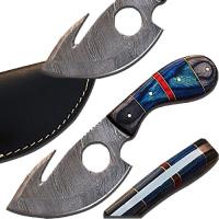 DM-131 - Custom Made Damascus Gut Hook Skinner Hunting Knife