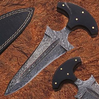 Push Dagger Custom Made Damascus Blade