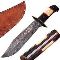 DM-2148 - White Deer Hulking Damascus Bowie Knife Handmade with Guard XXL Grip