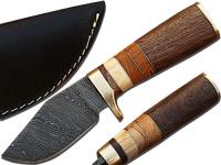 DM-2159 - Custom Made Damascus Steel Hunting Knife with Walnut and Camel Bone