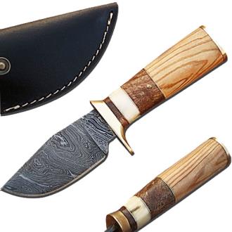 Custom Made Damascus Steel Hunting Knife with Olive Wood Handle 1