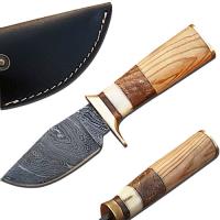DM-2160 - Custom Made Damascus Steel Hunting Knife with Olive Wood Handle 1
