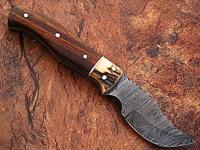 DM-2163 - White Deer Damascus Steel Skinner Knife w/ Walnut Wood and  stag Bolster 1095 HC