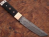 DM-2199 - White Deer Damascus Steel Tanto Point Hunting Knife Buffalo Horn Handle