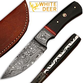 Damascus Steel Custom Handmade Hunting Knife Buffalo Handle