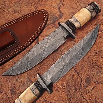 Custom Made Damascus Steel Bowie Knife