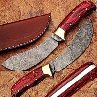 DM-2252 - Custom Made Damascus Exotic Dollar Wood Handle Buffalo Skinner 1