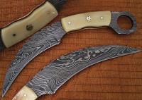 DM-2258 - Custom Made Damascus Karambit Knife Bone Handle Beautiful Mosaic
