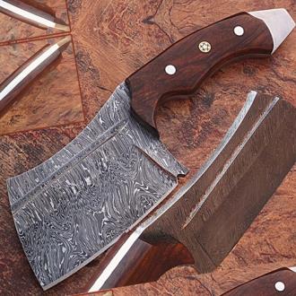 1095 Damascus Steel Butcher's Knife High Carbon Cutlery