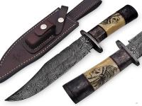 DM-2418 - Out Back Damascus Steel Native Indian Scrimshaw Bowie