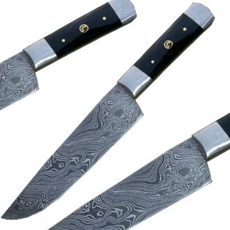 Damascus Steel Chef Knife Buffalo Horn Handle 1
