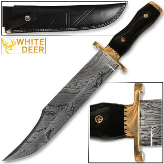 White Deer Handmade Damascus Steel Jim Bowie Knife