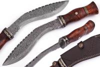 DM-92 - Hand Made Damascus Steel Kukri Knife Cocco Bolo Wood Handle Damascus Boster