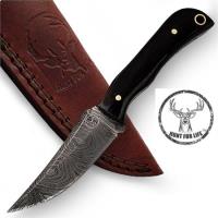 DM1927 - Hunt For Life Jack Rabbit Full Tang Damascus Skinner Knife