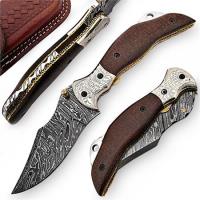 DM2037 - Handcrafted Folding Woodland Hawk Damascus Steel Knife