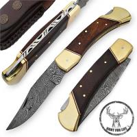 DM2073W - Hunt For Life Alpine Zone Damascus Steel Lockback Knife