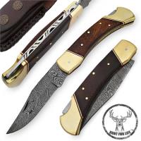 DM2073W - Hunt for Life Alpine Zone Damascus Steel Lockback Knife