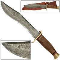 DM60 - Buffalothorn Damascus Hunting Knife with Sienna Sheath