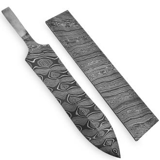 White Deer Damascus Steel Diamond Back Pattern Billet Forge Welded 10in x 2in x 5.5mm Raw