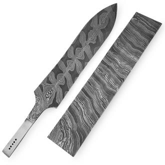 White Deer Damascus Steel Leopard Print Pattern Billet Forge Welded 10in x 2in x 5mm Raw