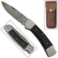 DMP1462 - Black Bone Lock Back Damascus Steel Forged Pocket Knife