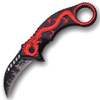 Dark Side Blades Red Dragon Spring Assisted Knife with Finger Hole