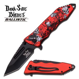 Dark Side Blades Tanto Spring Assist Tactical Knife Joker Skull Red