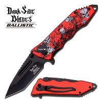 DS-A011RD - Dark Side Blades Tanto Spring Assist Tactical Knife Joker Skull Red