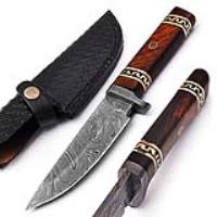 DF-204 - White Deer Damascus Steel Executive Knife with Cocobolo Wood Handle