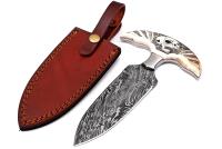 DK-5064-S - Full Tang Skull Push Dagger Damascus Steel Hunting Knife W/ Sheath